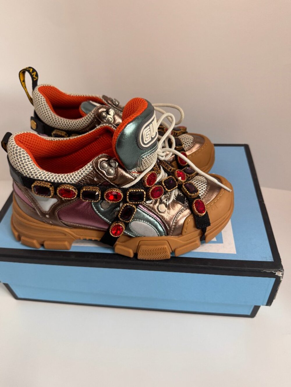 Gucci Flashtrek Crystal Strap Sneakers EU 38